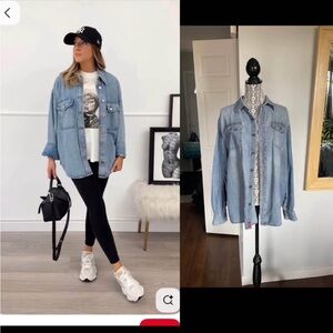 Vintage Wrangler Oversized Denim Button Down Shirt. XL.